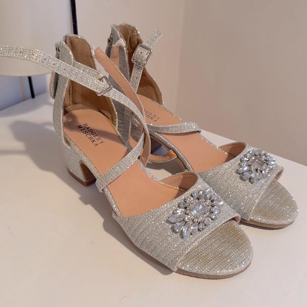 Girls Badgley Mischka Silver Heels